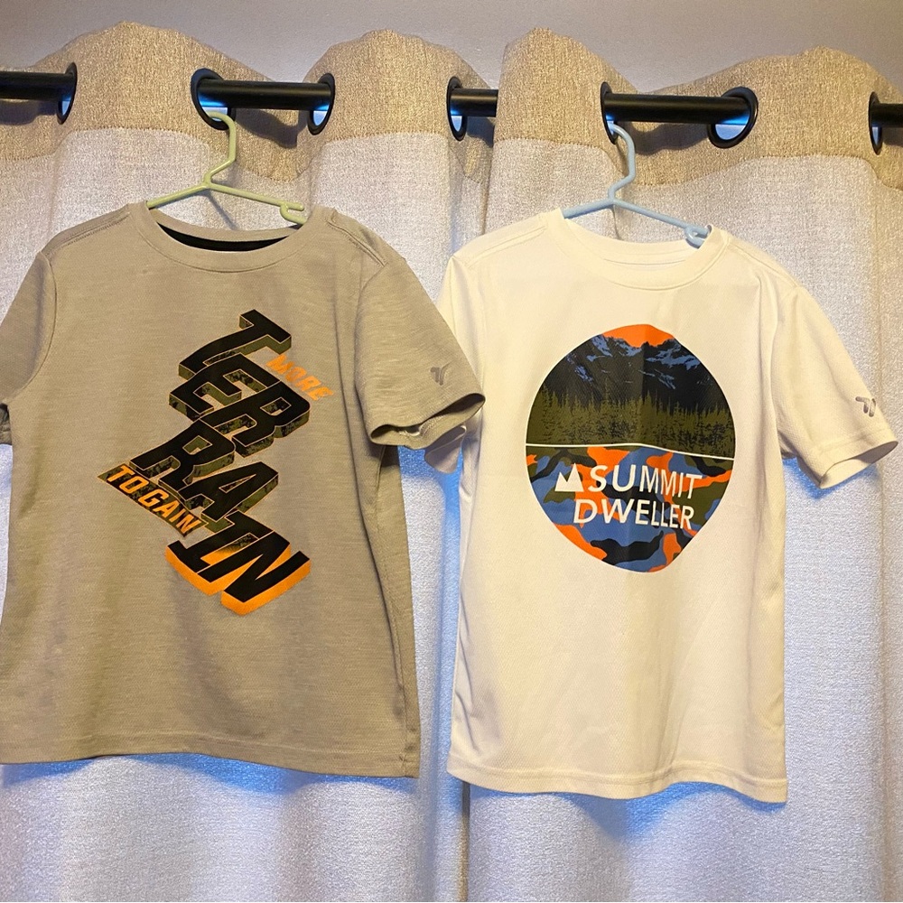 Old Navy Kids Active Wear Graphic Tees - Gray and White, Size M (8)